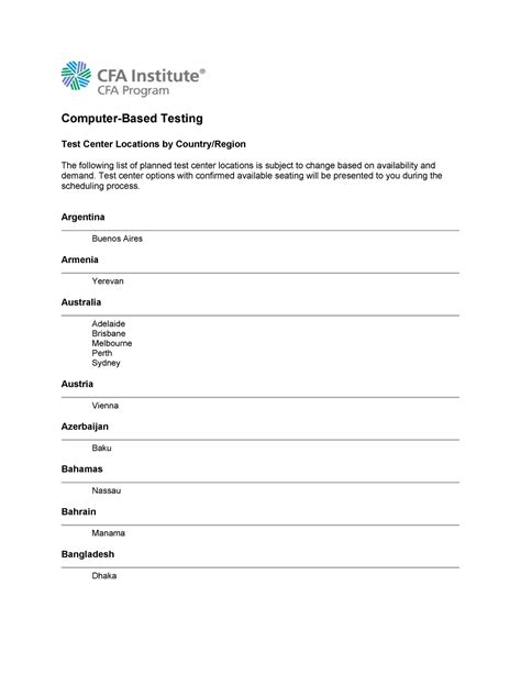 cfa test center locations|CFA Program Test Center Locations .
